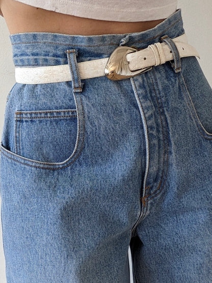 Vintage Christian Dior Ostrich-Embossed Leather Belt