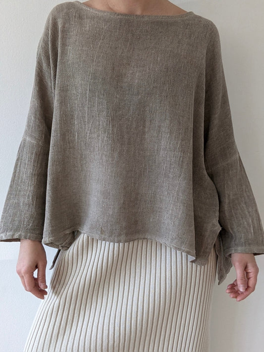 Amazing Vintage Clamshell Waffled Linen Top