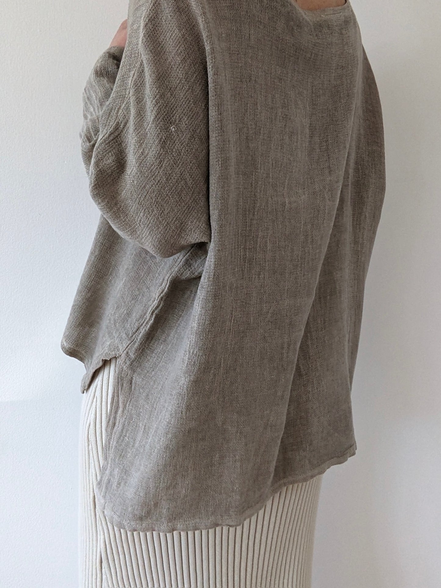Amazing Vintage Clamshell Waffled Linen Top
