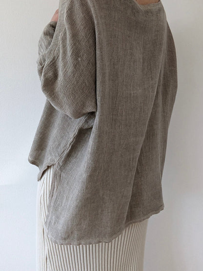 Amazing Vintage Clamshell Waffled Linen Top