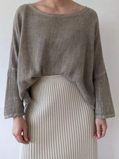 Amazing Vintage Clamshell Waffled Linen Top