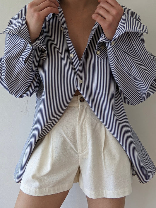 Classic Vintage Ocean Striped Cotton Shirt