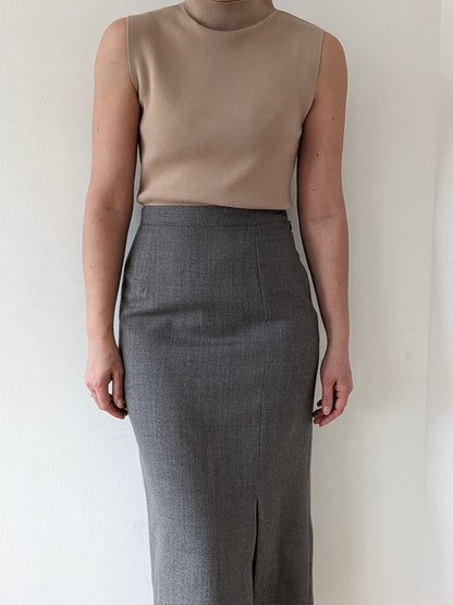 Vintage Slate Wool Pencil Skirt
