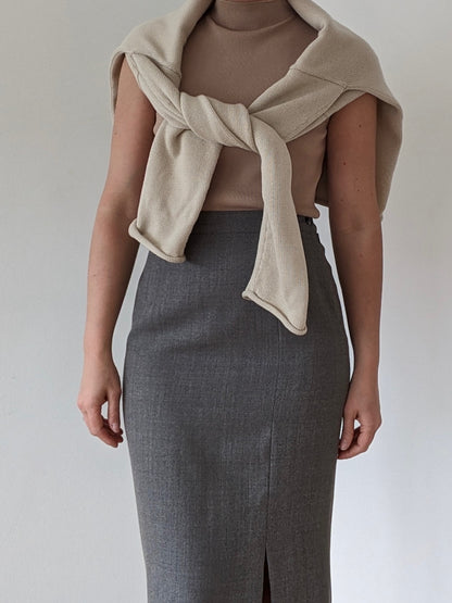 Vintage Slate Wool Pencil Skirt