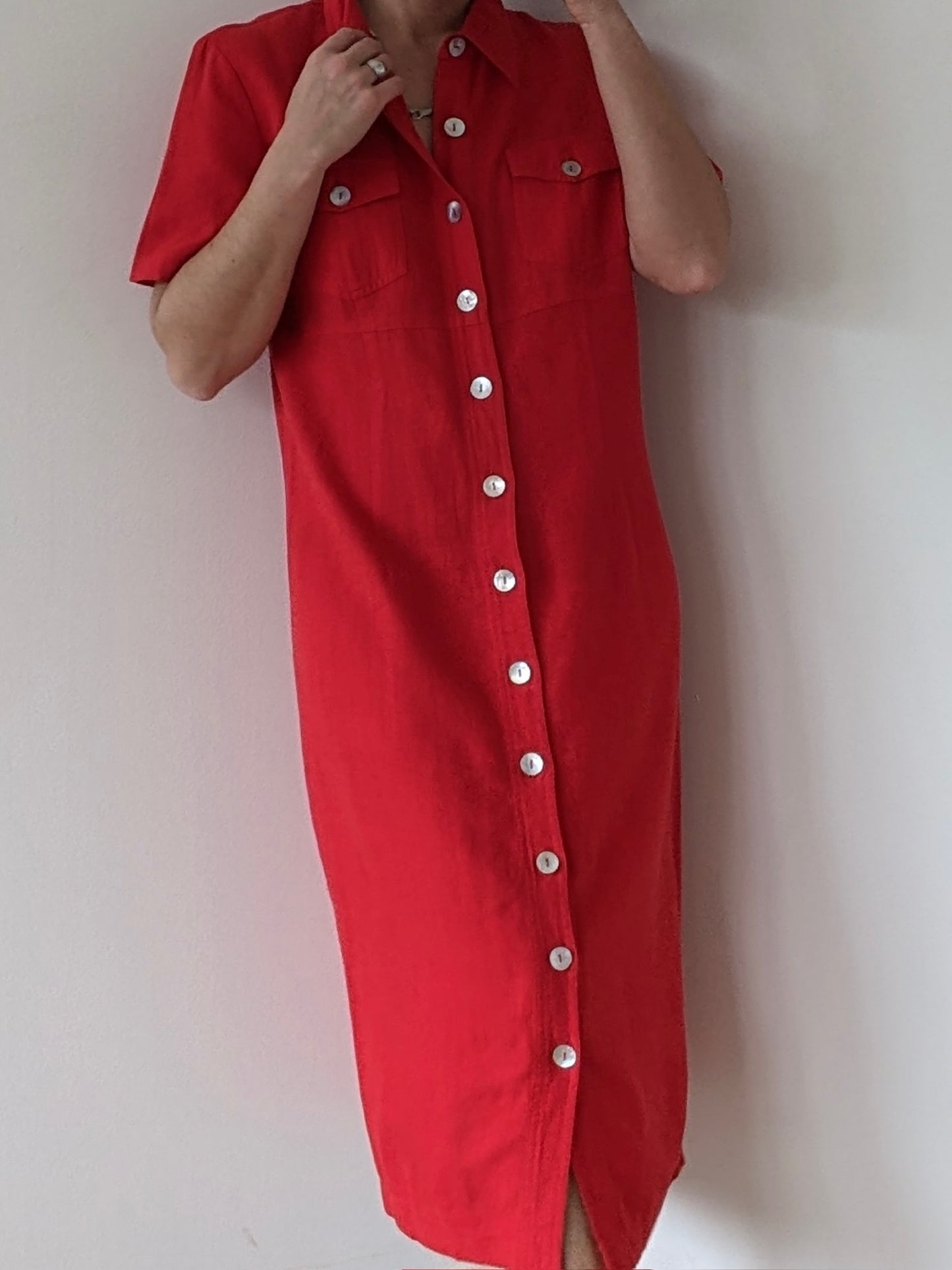Vintage Poppy Linen Market Dress