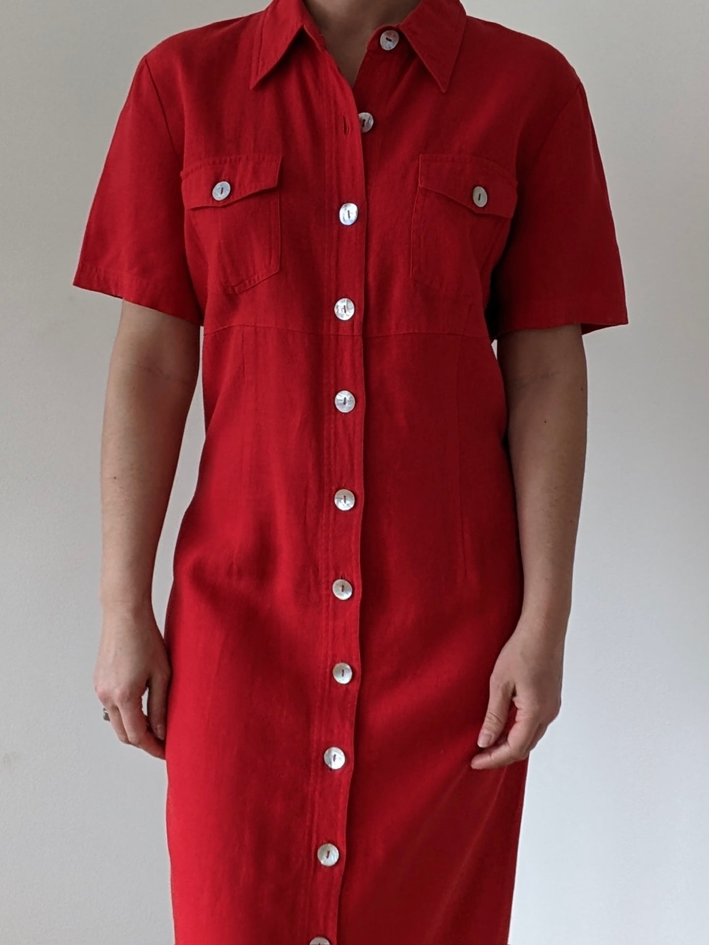 Vintage Poppy Linen Market Dress