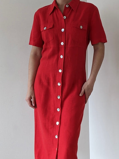 Vintage Poppy Linen Market Dress