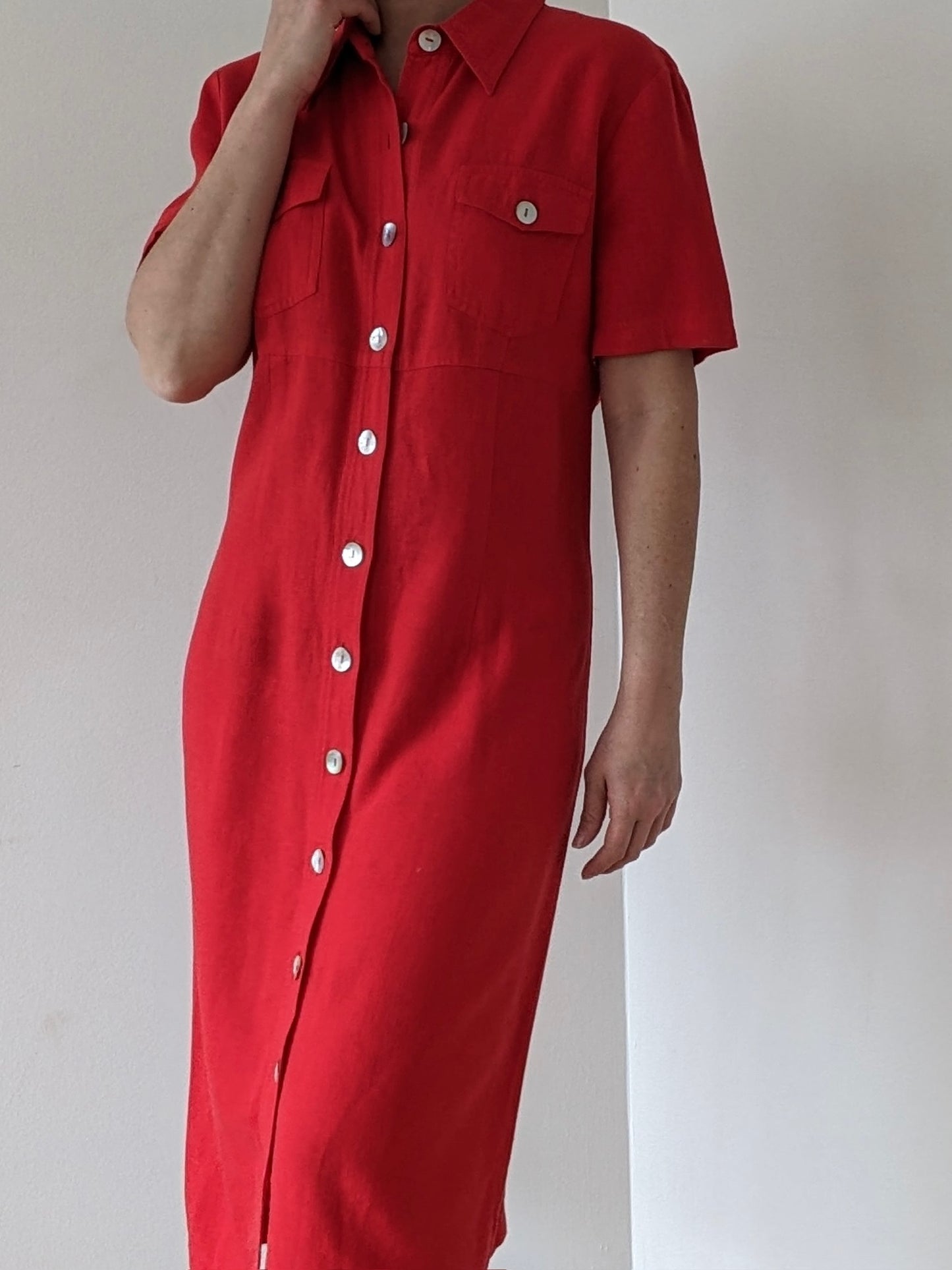 Vintage Poppy Linen Market Dress