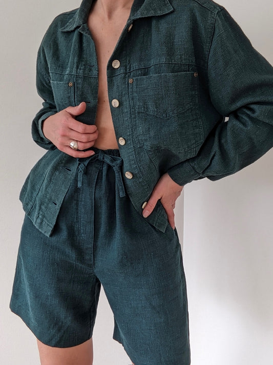 Incredible Vintage Faded Pine Woven Linen Set