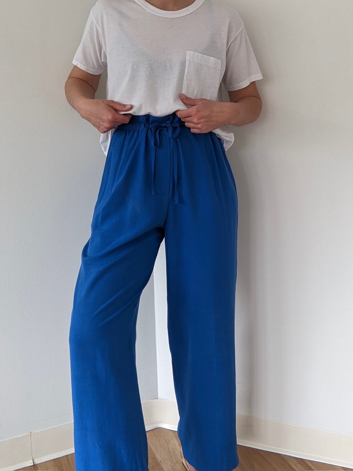 Stunning Vintage Azure Silk Pants