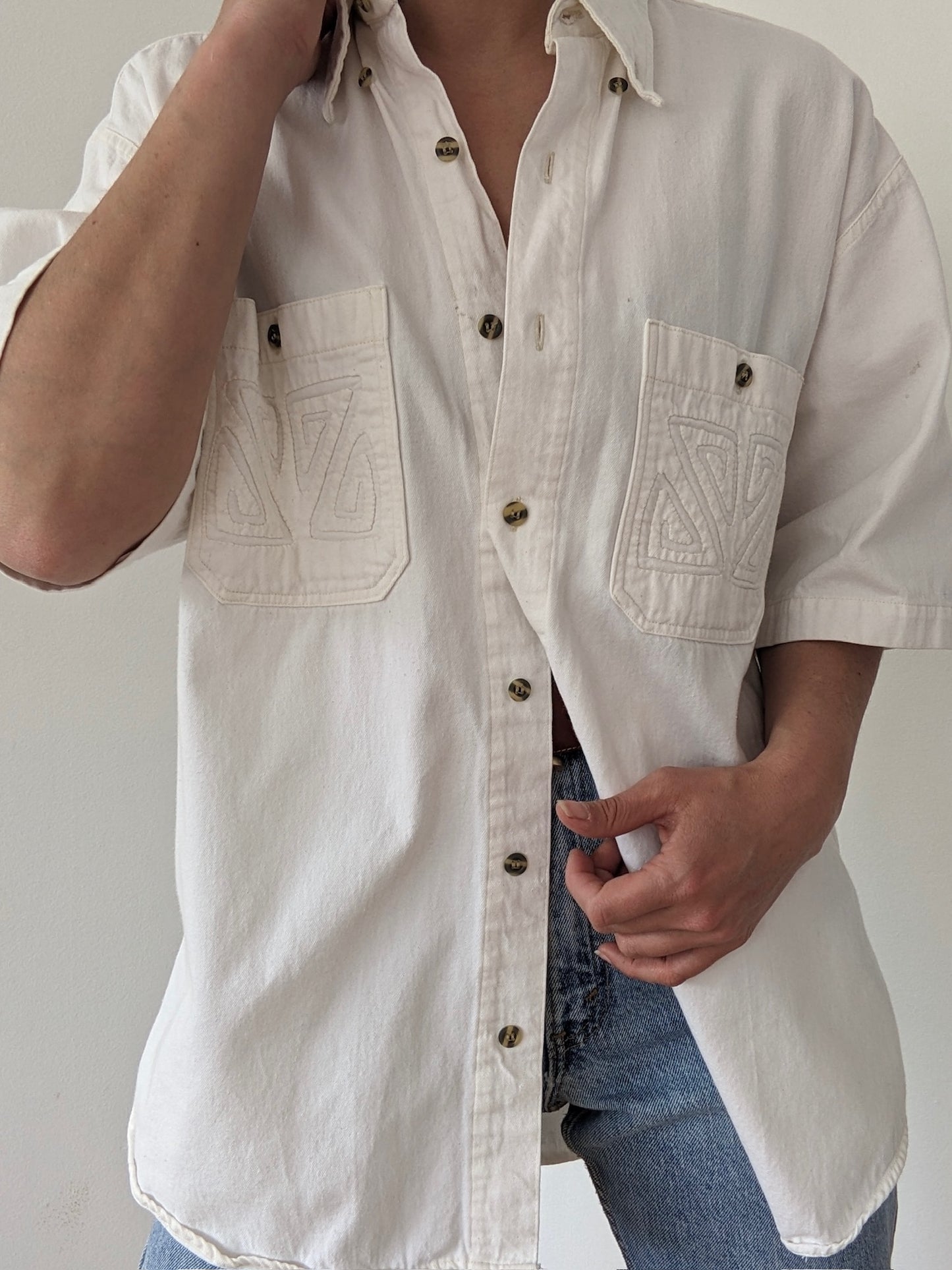 Vintage Eggshell Twilled Cotton Shirt