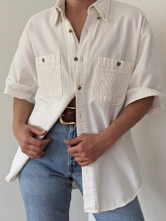 Vintage Eggshell Twilled Cotton Shirt