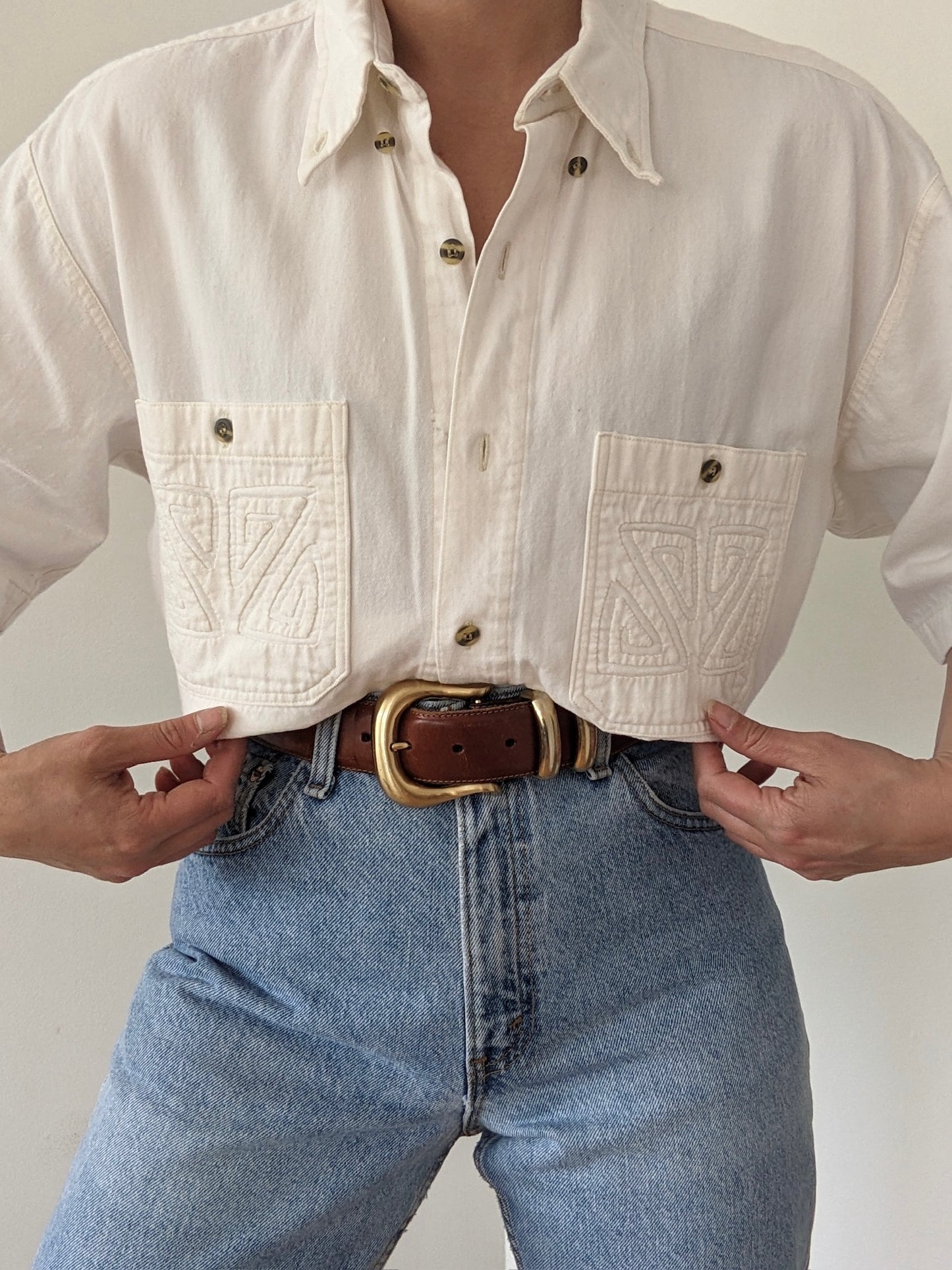 Vintage Eggshell Twilled Cotton Shirt