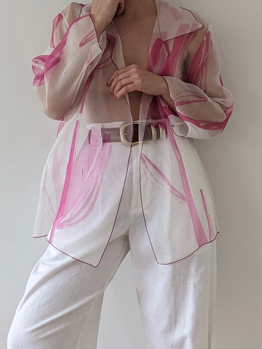 Vintage Floral Silk Organza Jacket