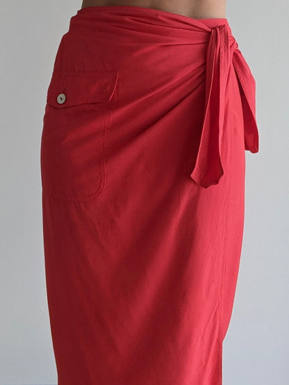 Vintage MaxMara Cherry Silk Wrap Skirt