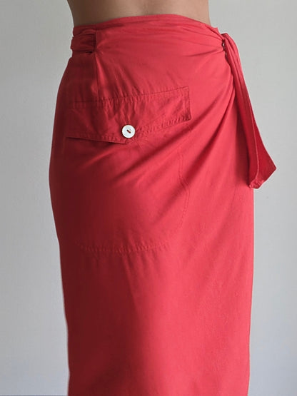 Vintage MaxMara Cherry Silk Wrap Skirt