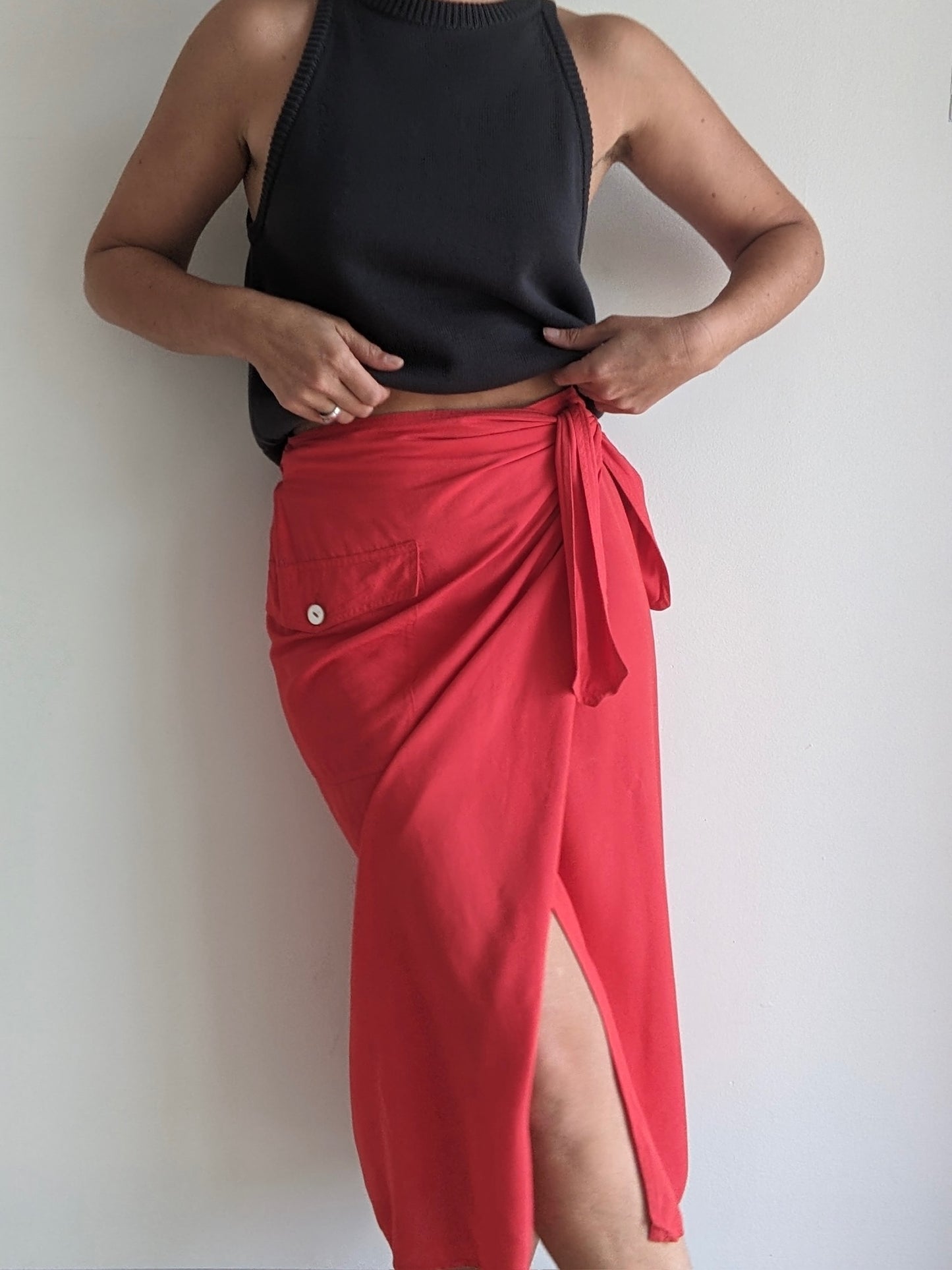 Vintage MaxMara Cherry Silk Wrap Skirt