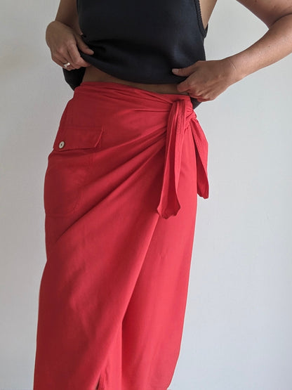 Vintage MaxMara Cherry Silk Wrap Skirt