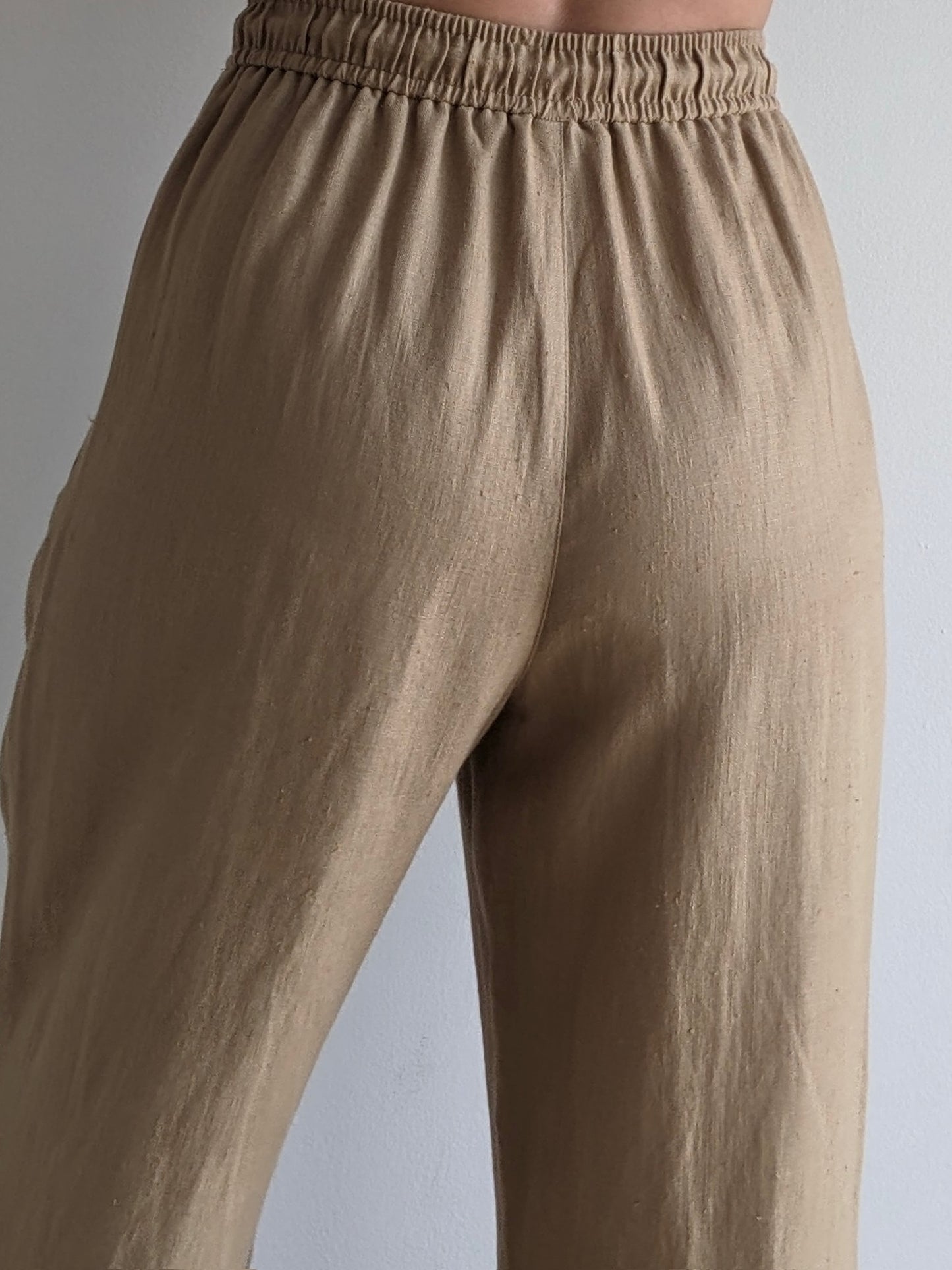 Favorite Vintage Almond Linen Tassel Pants