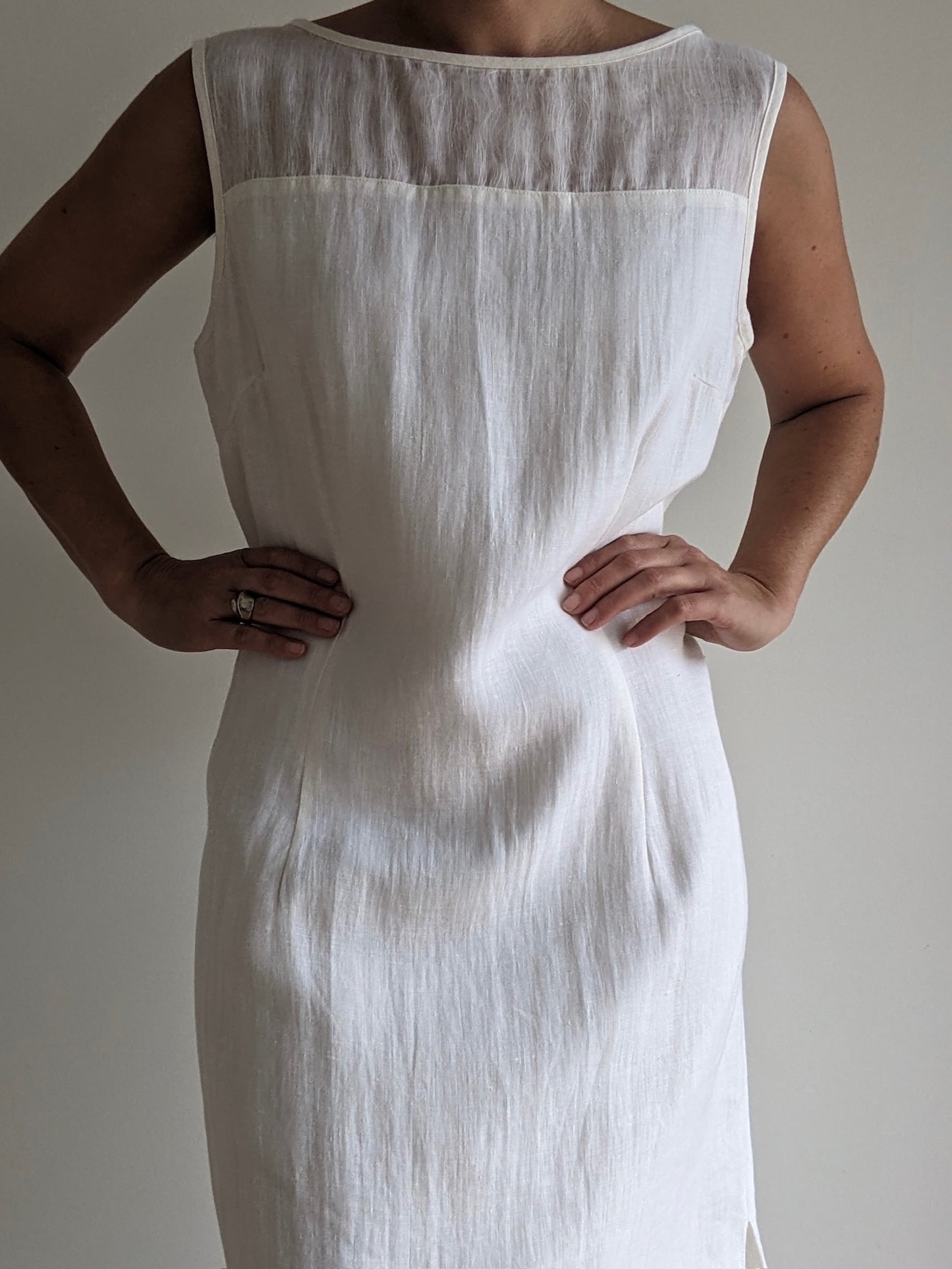 Stunning Vintage Ivory Woven Linen Dress