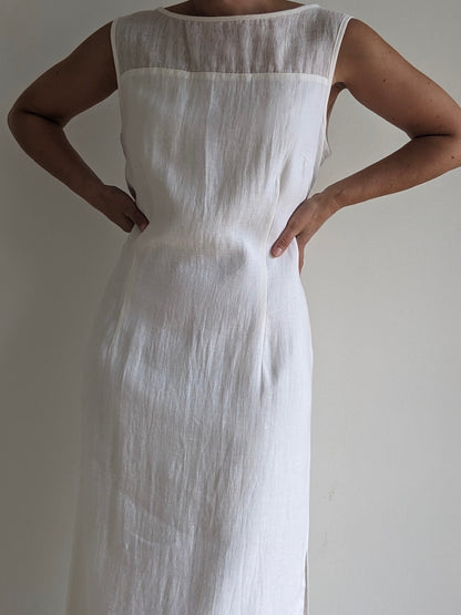 Stunning Vintage Ivory Woven Linen Dress