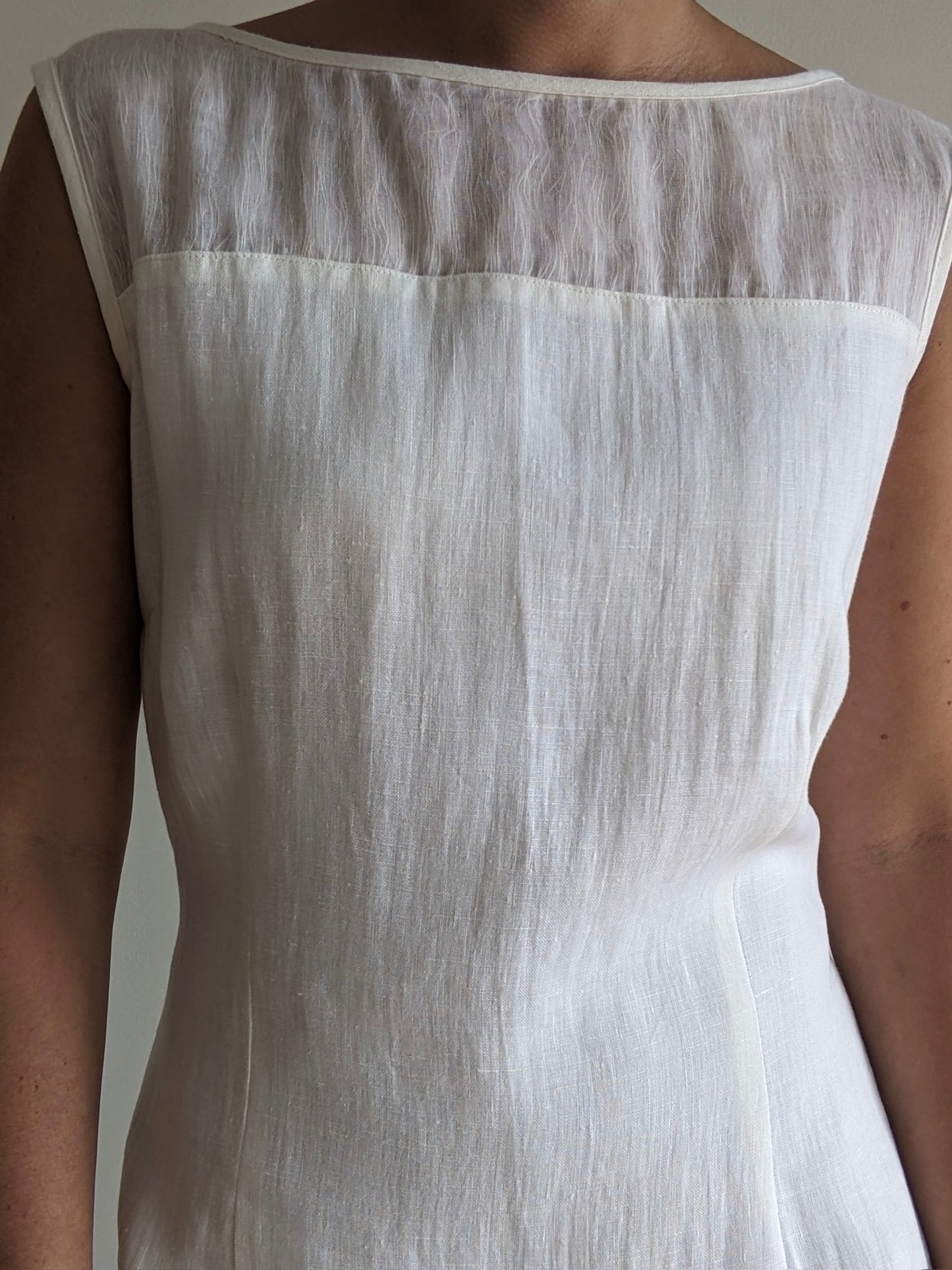 Stunning Vintage Ivory Woven Linen Dress