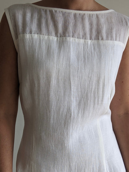 Stunning Vintage Ivory Woven Linen Dress