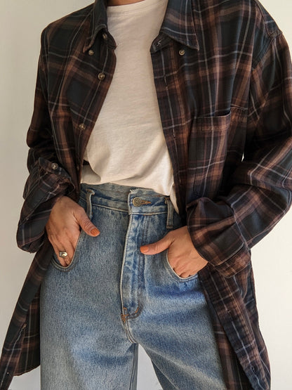 Cocoa & Forest Plaid Wool Shirt