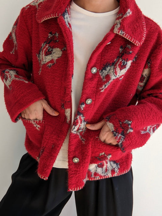 Vintage Rodeo Graphic Stitched Fleece Jacket