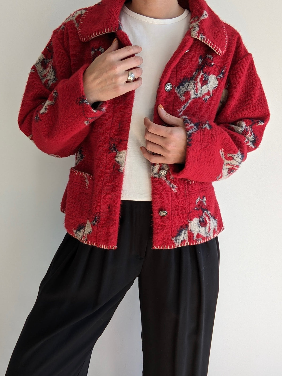 Vintage Rodeo Graphic Stitched Fleece Jacket