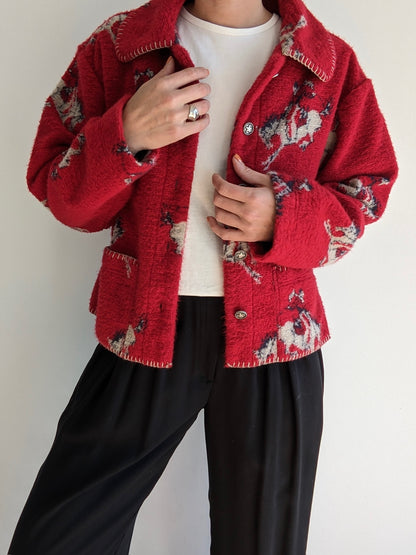 Vintage Rodeo Graphic Stitched Fleece Jacket