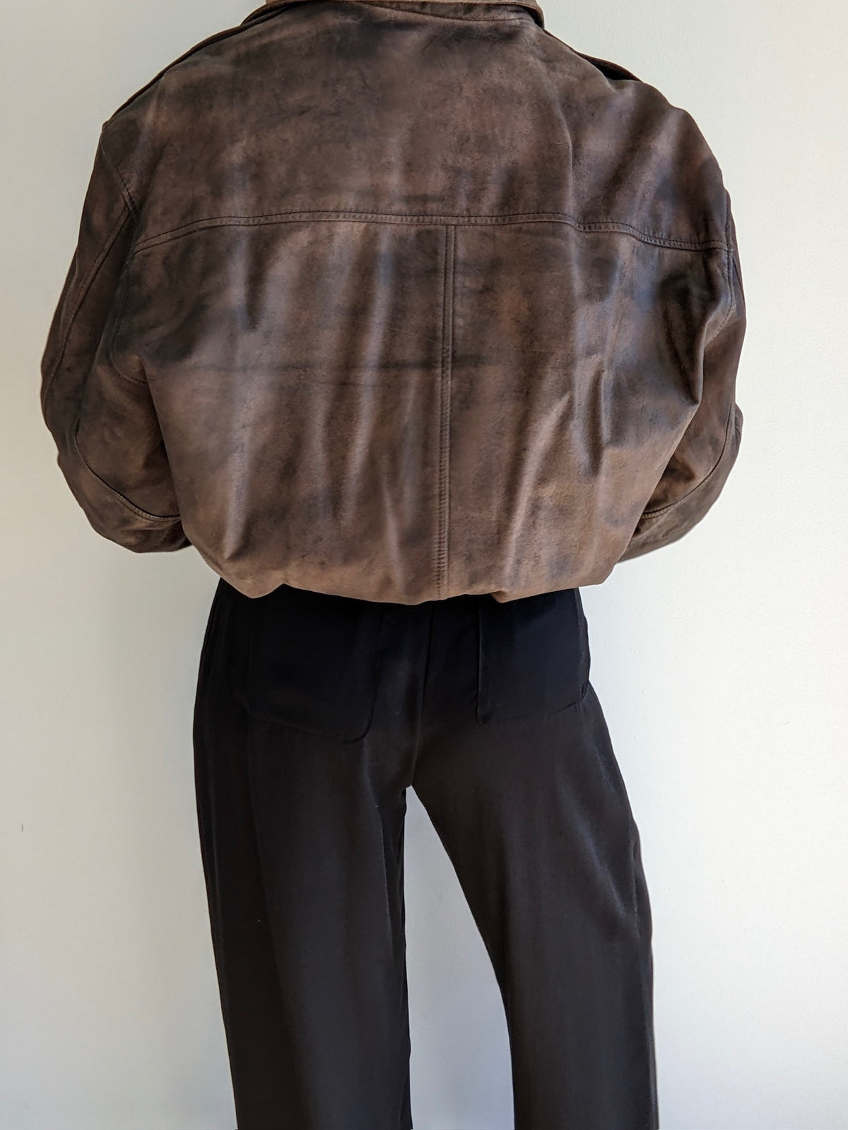 Vintage Faded Espresso Leather Bomber