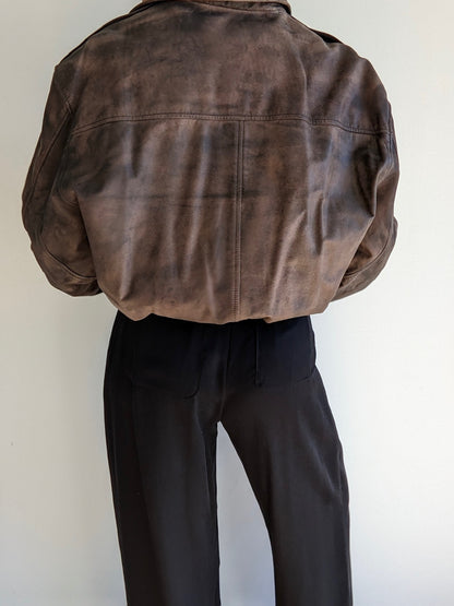 Vintage Faded Espresso Leather Bomber