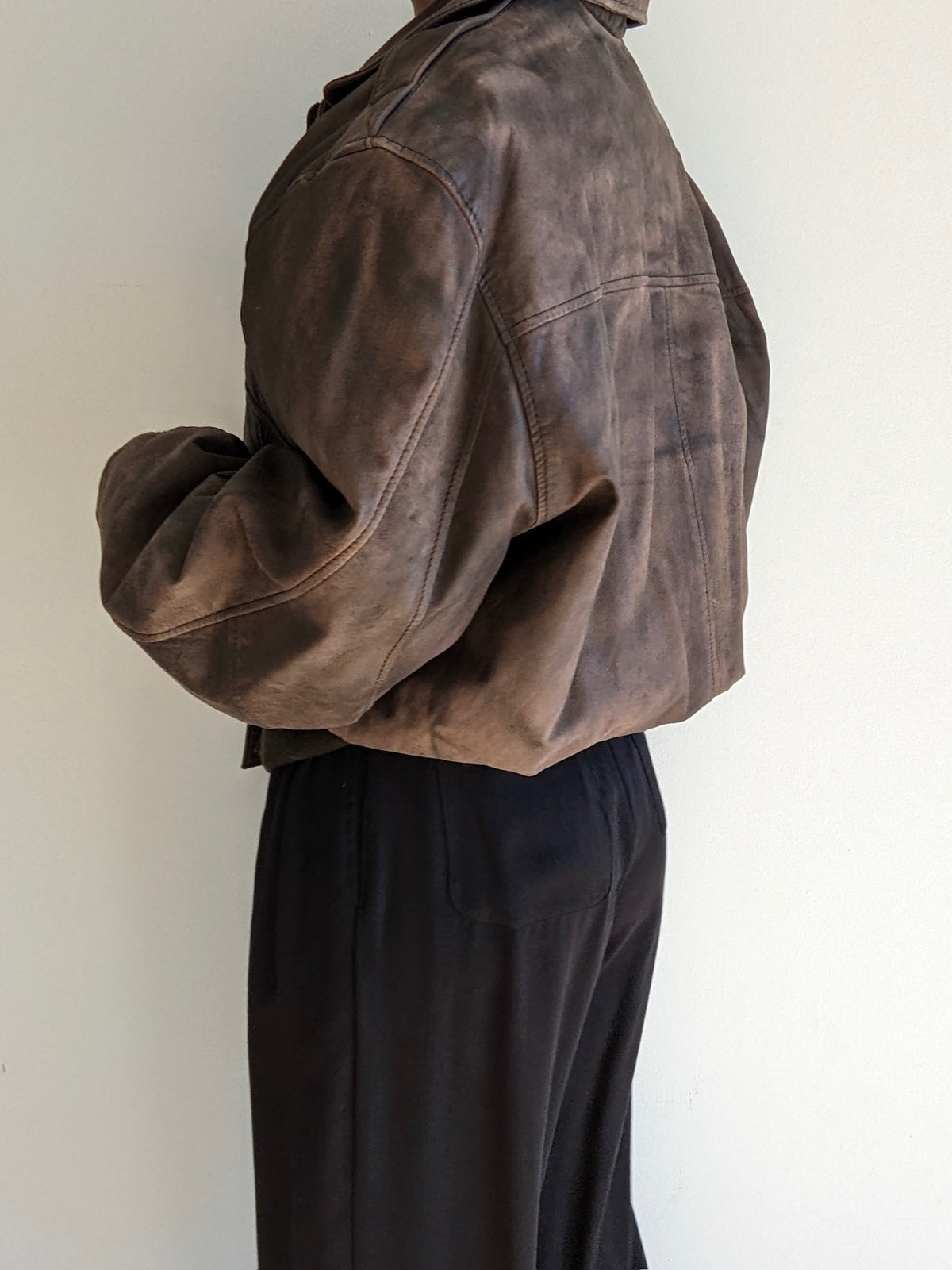 Vintage Faded Espresso Leather Bomber