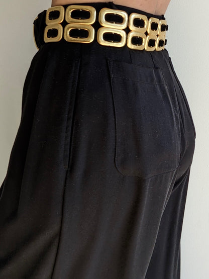 Gorgeous Vintage Onyx Suede & Gold Hardware Belt