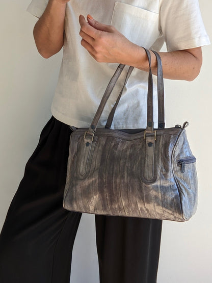 Vintage Stone Blue Eelskin Leather Bag