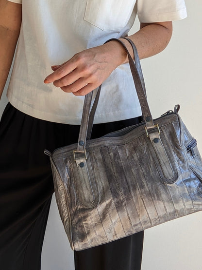 Vintage Stone Blue Eelskin Leather Bag