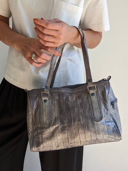 Vintage Stone Blue Eelskin Leather Bag