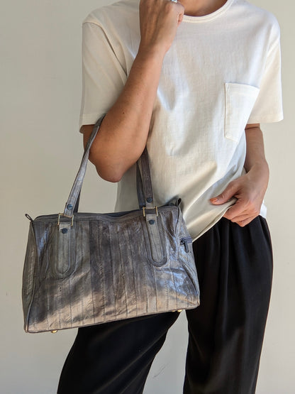 Vintage Stone Blue Eelskin Leather Bag
