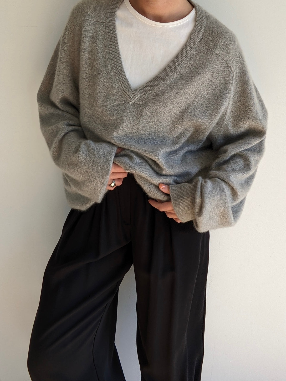 Vintage Stone Cashmere V-Neck Sweater