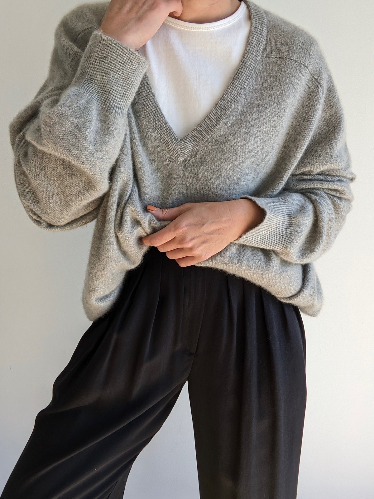 Vintage Stone Cashmere V-Neck Sweater