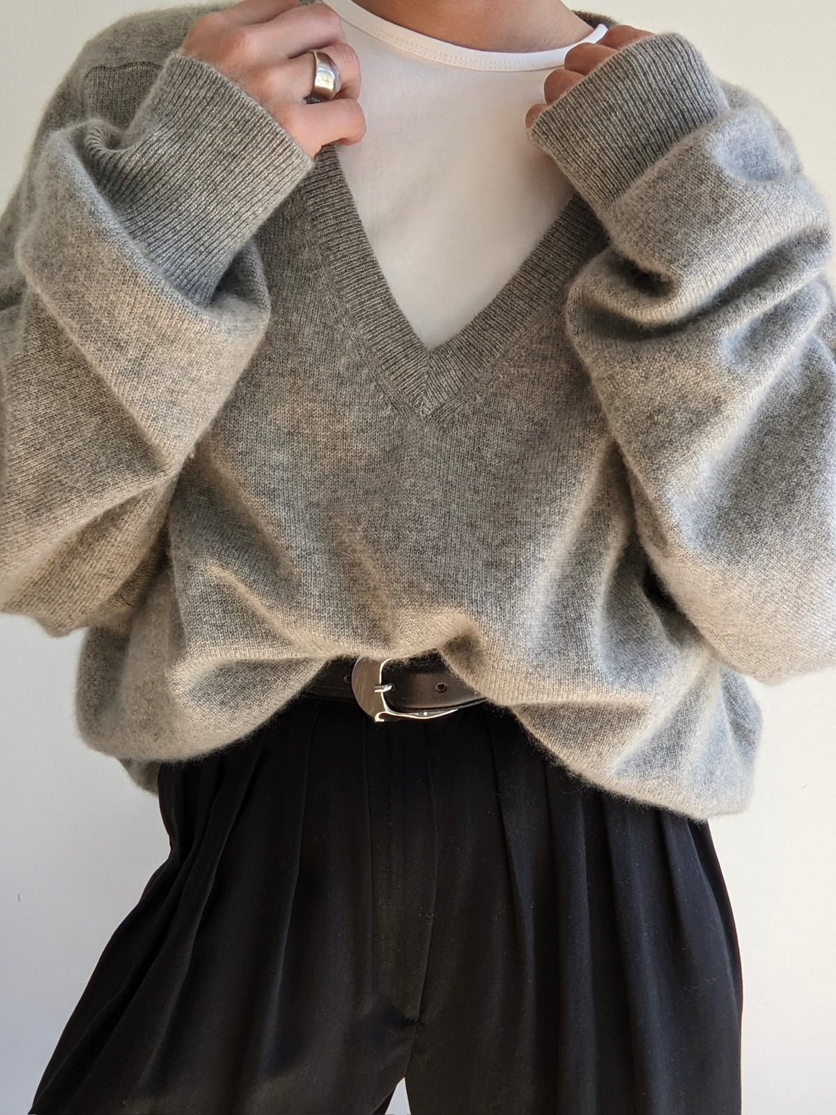 Vintage Stone Cashmere V-Neck Sweater