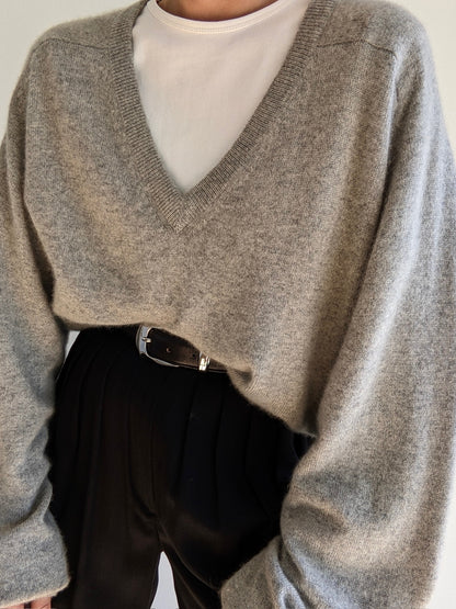 Vintage Stone Cashmere V-Neck Sweater