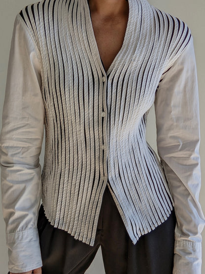 Stunning Vintage Ivory Paneled Blouse