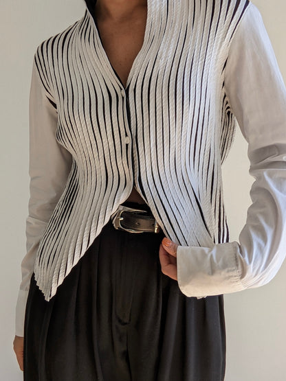 Stunning Vintage Ivory Paneled Blouse