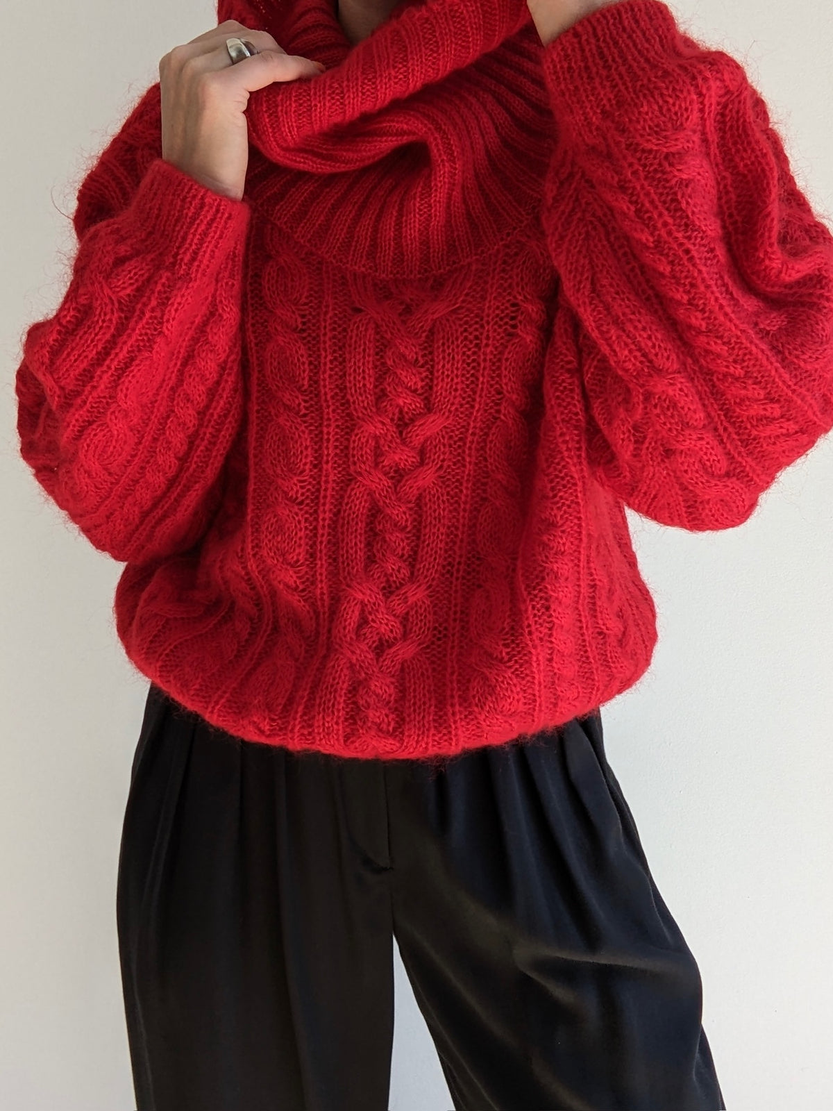Vintage Crimson Mohair Turtleneck