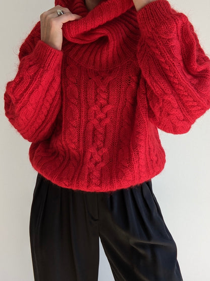 Vintage Crimson Mohair Turtleneck