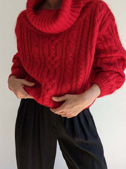 Vintage Crimson Mohair Turtleneck