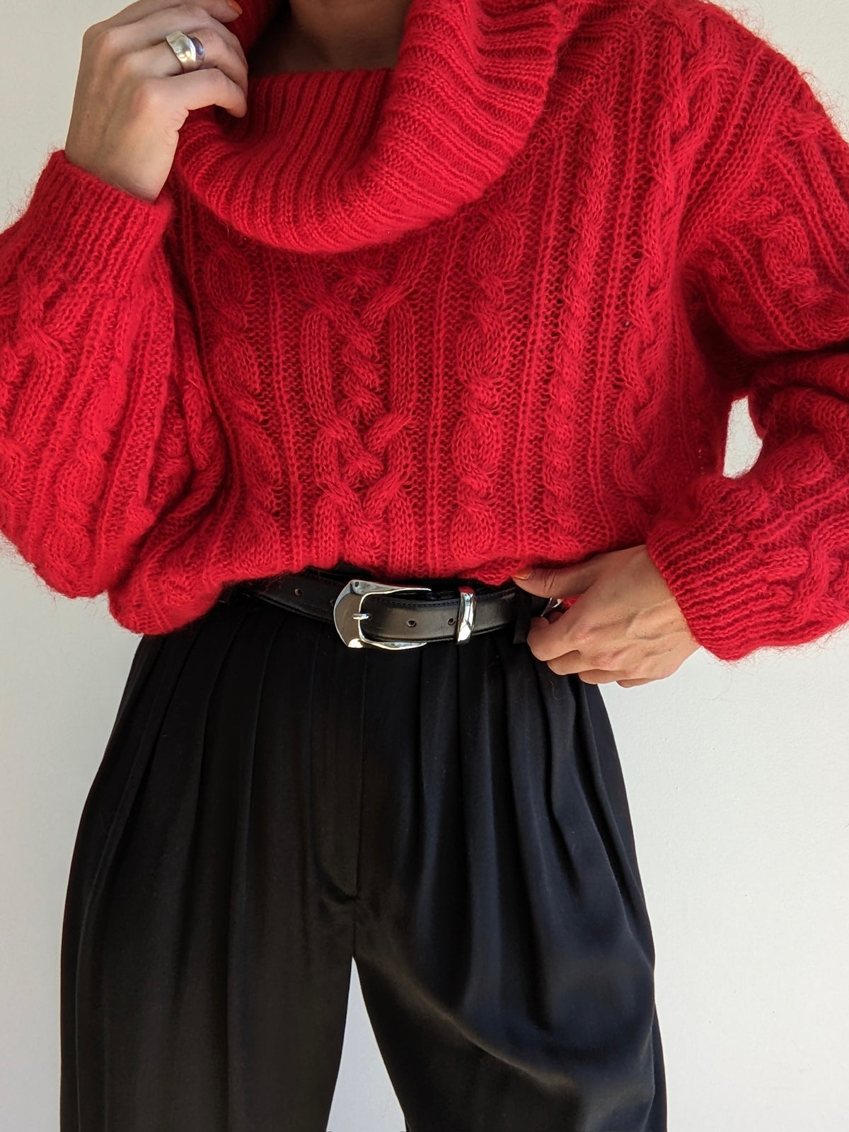 Vintage Crimson Mohair Turtleneck