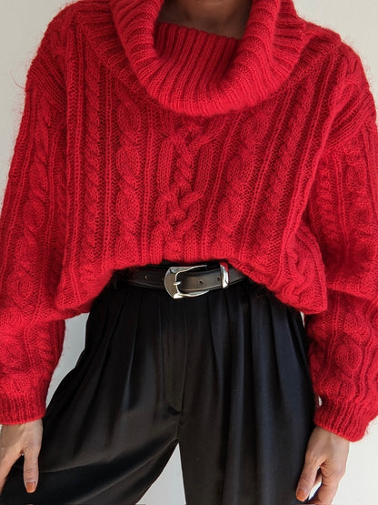 Vintage Crimson Mohair Turtleneck